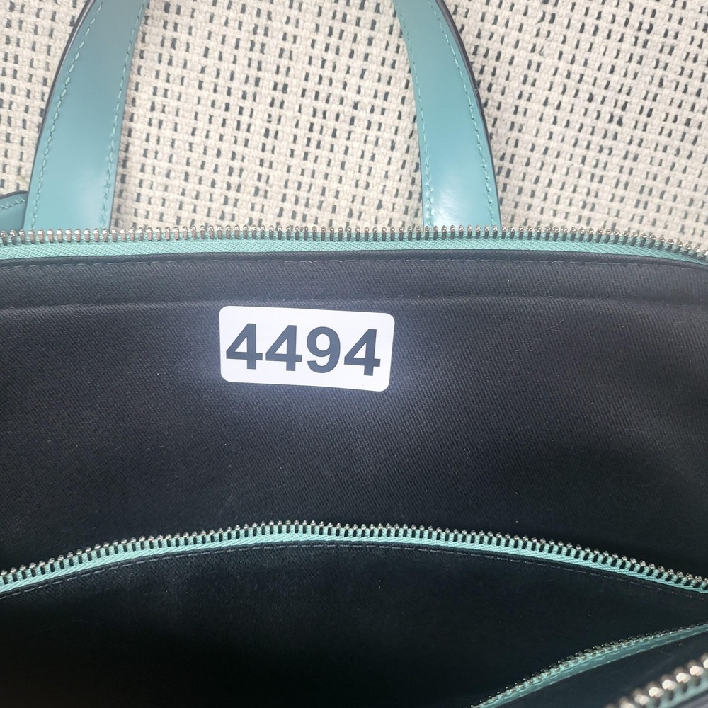 Salvatore Ferragamo Gancini Laptop Bag Womens‎ Large Turquoise Leather Embossed - Picture 9 of 9
